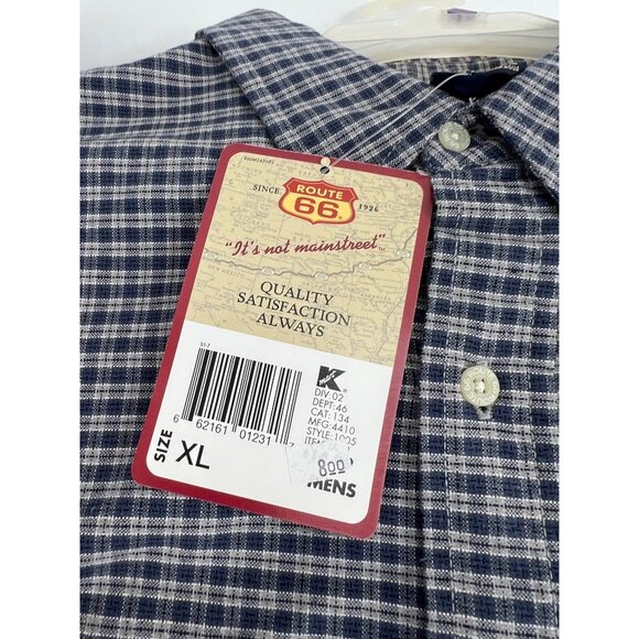 Route 66 Mens Blue Plaid Button-Up Shirt Long Sleeve Durable 100% Cotton Size XL - Picture 6 of 6